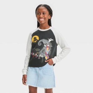 Girls' "The Nightmare Before Christmas" Raglan Sweatshirt Size Medium (7-8) NWT